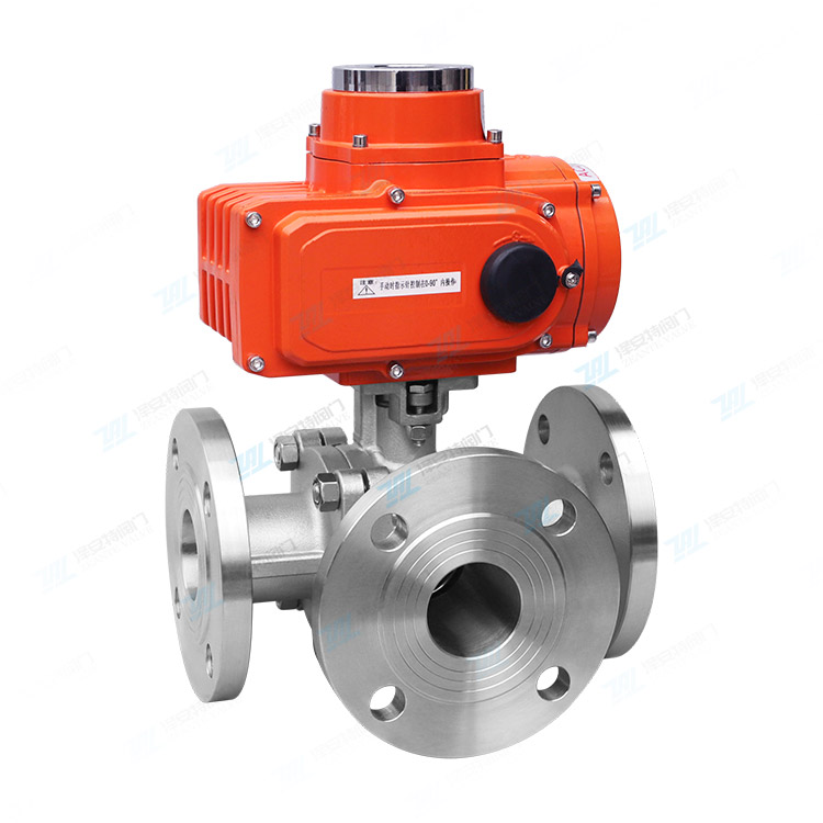 电动三通法兰球阀