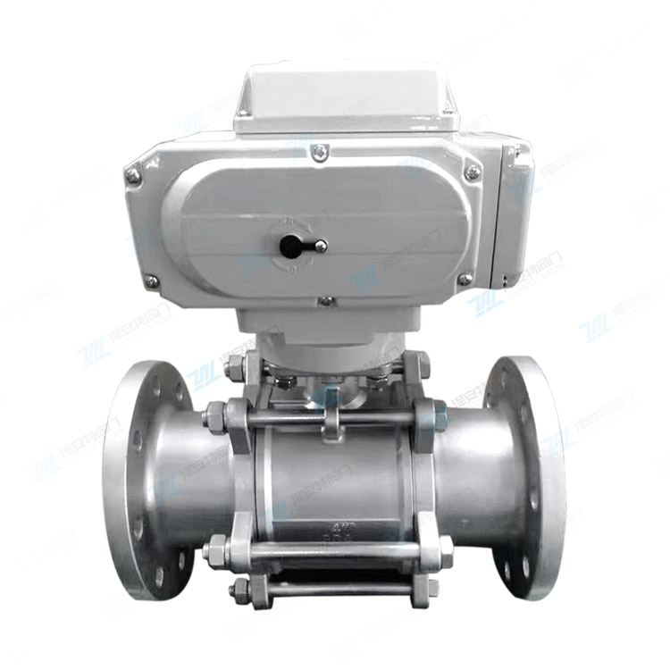 电动三片式法兰球阀
