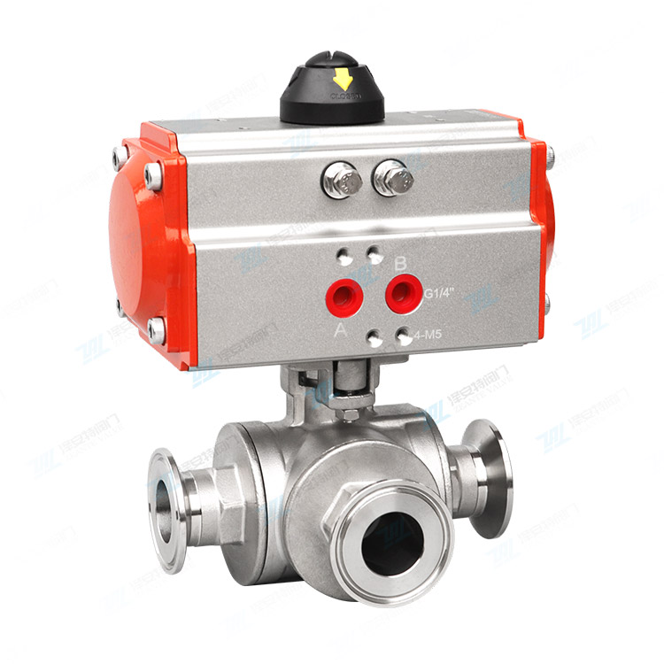 气动三通快装球阀