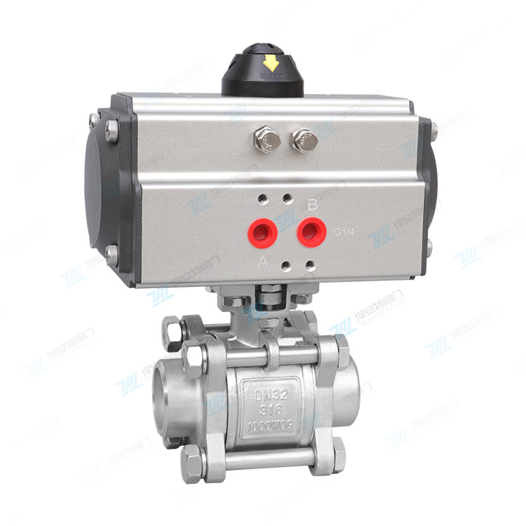 气动三片式焊接球阀