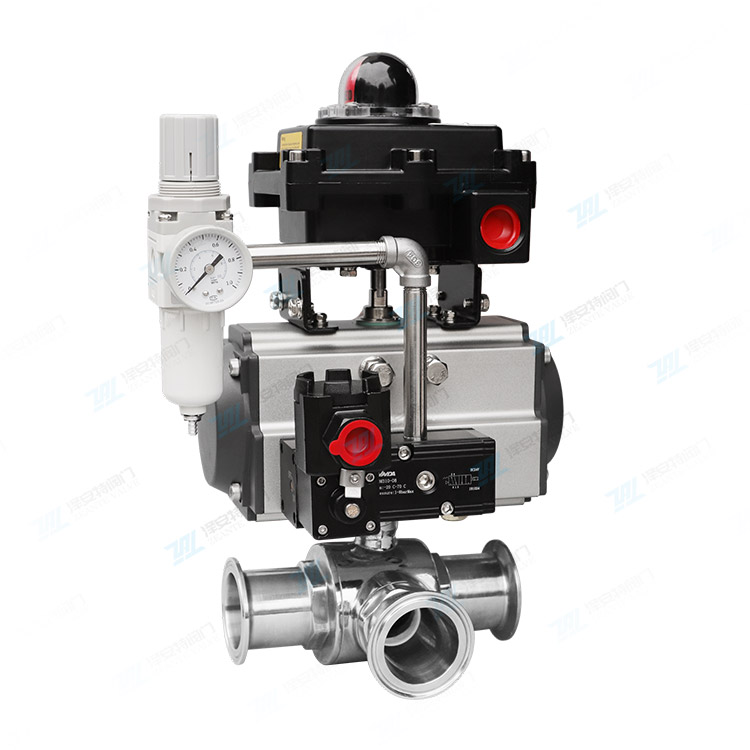 气动三通卫生级快装球阀